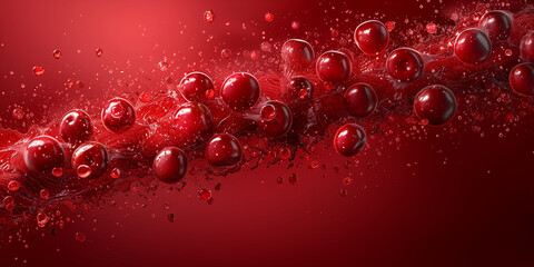 Vibrant red background covered with numerous bubbles World Blood Donor Day with copy space