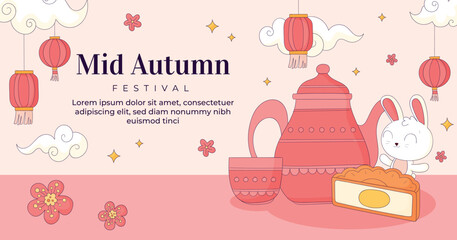 Social media promo template for mid-autumn festival celebration