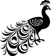 Fototapeta premium Peacock | Black and White Vector illustration