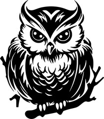 Fototapeta premium Owl Baby | Black and White Vector illustration