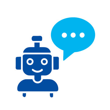 blue robot talking speech bubble clip art preview
