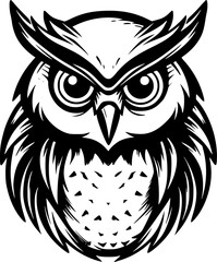 Obraz premium Owl Baby | Black and White Vector illustration