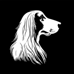 Afghan Hound | Black and White Vector illustration