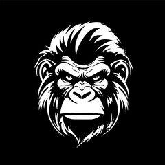 Obraz premium Chimpanzee - Black and White Isolated Icon - Vector illustration