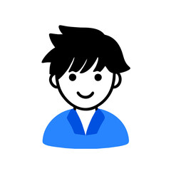 Anime Boy icon vector graphics element silhouette sign symbol illustration on a Transparent Background 