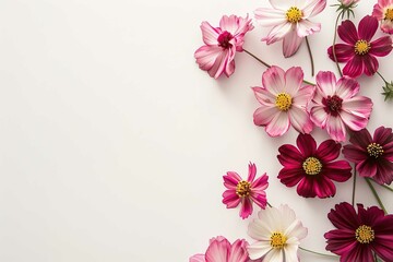 Cosmos flowers on white