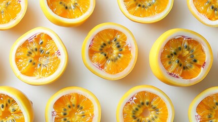 Sliced Passion Fruit on a White Background