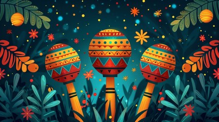 Illustration of a festive Mexican maraca for party flyers and posters