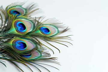 Obraz premium Peacock Feathers on white 