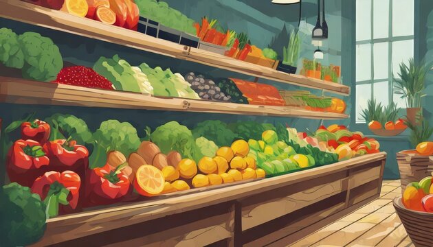 Generated image of fruit and vegetables market
