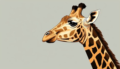 Profile shot of a giraffe calf , cute, simple 2d style pastel colors