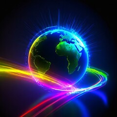 Fototapeta premium Glow futurism the the Earth Ai Generation 
