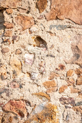 Very old stone wall, perfect for background.. Barcelona, Catalonia, Spain.