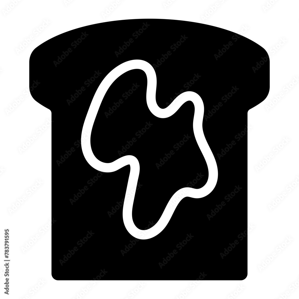 Poster Bread with butter icon. Slice of buttered bread