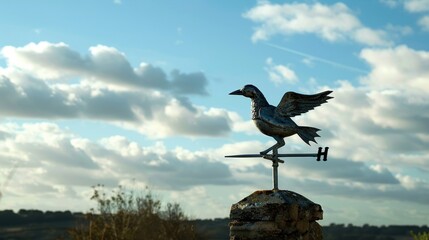 Fototapeta premium A weather vane spinning wildly, the changing climates