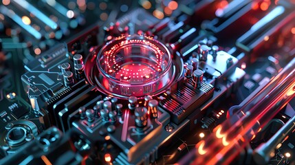 Quantum Computing in action, pulsating core, awe of computings future, silent lab anticipation