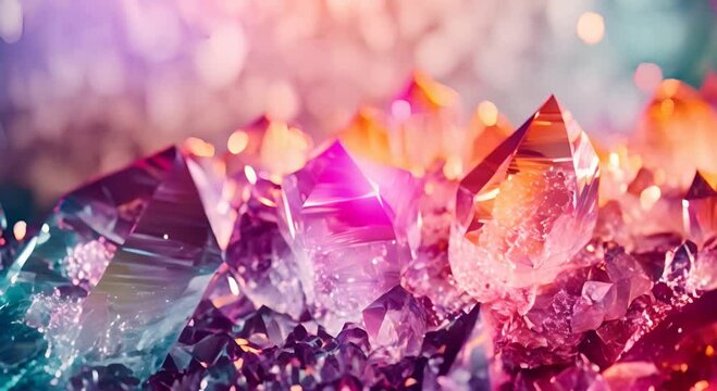 Crystals on paper color Background, studio-quality photograph, pixel perfect, photo, vibrant, copy space in the left, hyper-realistic