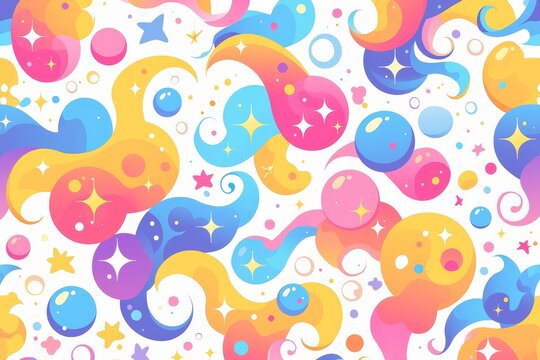 Colorful retro pattern with abstract shapes and bubbles