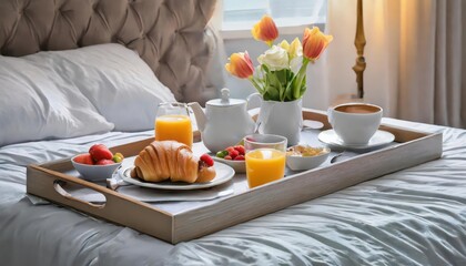 Fototapeta na wymiar Generated image of breakfast on a tray
