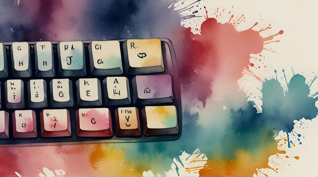 watercolor keyboard mouse clipart.generative.ai