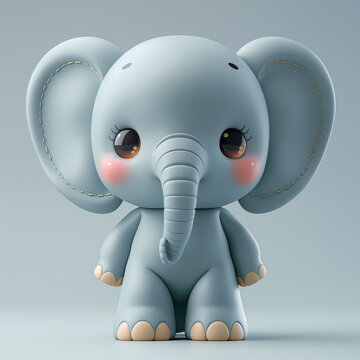 A cute and happy baby elephant 3d illustration