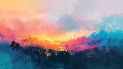 impressionistic gradient, brushstroke textures, painterly feel