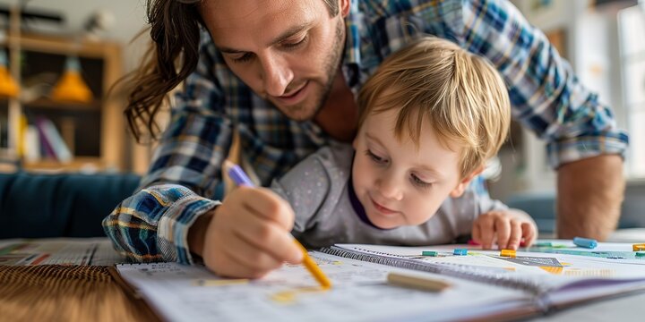 Parent and child weekly planner, close-up, shared activities highlighted 