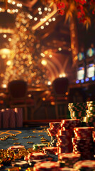the casino atmosphere is vividly depicted, with gold chips glinting amidst the high-stakes gambling. Each step signifies a calculated move in the going competition betweenplayers