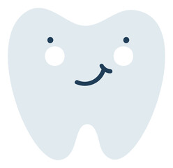 Gray proud tooth Emoji Icon. Cute tooth character. Object Medicine Symbol flat Vector Art. Cartoon element for kids dental clinic design, poster - 783796126