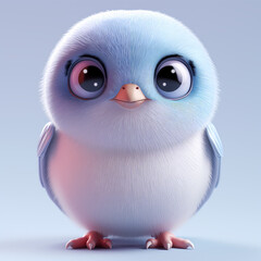 A cute and happy baby falcon 3d illustration
