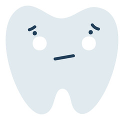 Gray embarrased tooth Emoji Icon. Cute tooth character. Object Medicine Symbol flat Vector Art. Cartoon element for dental clinic design, poster