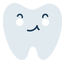 Gray shy tooth Emoji Icon. Cute tooth character. Object Medicine Symbol flat Vector Art. Cartoon element for dental clinic design, poster - 783796784