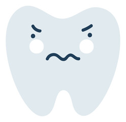 Gray nervous tooth Emoji Icon. Cute tooth character. Object Medicine Symbol flat Vector Art. Cartoon element for dental clinic design, poster - 783796900