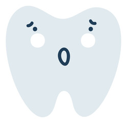 Gray worried tooth Emoji Icon. Cute tooth character. Object Medicine Symbol flat Vector Art. Cartoon element for dental clinic design, poster - 783797306