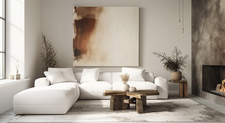 Minimalist Contemporary Living Room with Neutral Tones