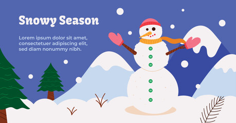 Flat social media promo template for winter season