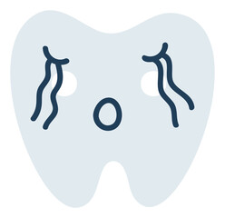 Gray frustrated tooth Emoji Icon. Cute tooth character. Object Medicine Symbol flat Vector Art. Cartoon element for dental clinic design, poster - 783798113