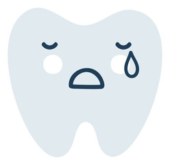 Gray crying tooth Emoji Icon. Cute tooth character. Object Medicine Symbol flat Vector Art. Cartoon element for dental clinic design, poster - 783798593