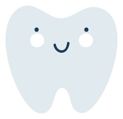 Gray happy tooth Emoji Icon. Cute tooth character. Object Medicine Symbol flat Vector Art. Cartoon element for dental clinic design, poster