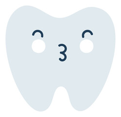 Gray tooth kiss Love Emoji Icon. Cute healthy tooth character. Object Medicine Symbol flat Vector Art. Cartoon element for dental clinic design, poster - 783798996