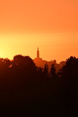Sunrise with the Sacred Heart Monument in the background, Cerro de los Ángeles, Getafe, Madrid