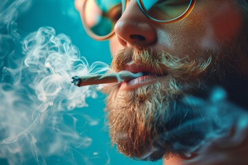 An enthralling image showcasing a curling stream of smoke, boasting a mesmerizing visual depth against a rich teal-toned backdrop evoking mystery