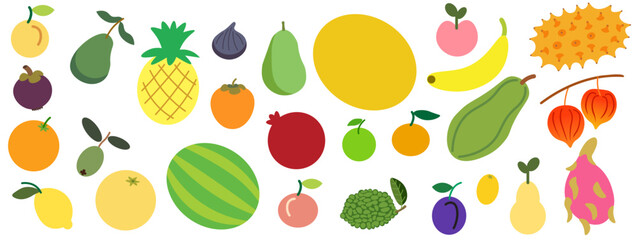 color isolated fruits collection in flat style in vector. image of natural healthy eco raw food.template for logo sticker poster print decor design