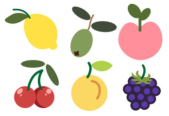color isolated fruits collection in flat style in vector. image of natural healthy eco raw food.template for logo sticker poster print decor design