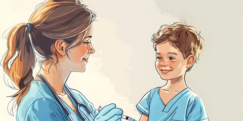 A Compassionate Nurse Administering a Vaccine to a Trusting Young Patient Capturing the Importance of Childhood Immunization and Healthcare