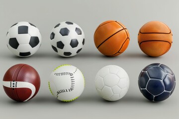 Different types of balls of different sports games	
