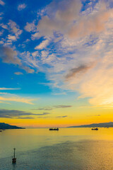 Fototapeta na wymiar Golden hour in Ambon Bay, Indonesia