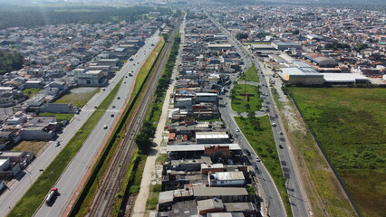 Fototapeta na wymiar Visão aérea do bairro de jundiapeba na cidade de Mogi das Cruzes, SP, Brasil