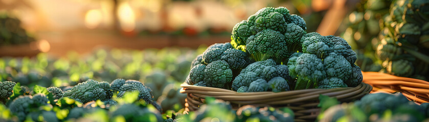Broccoli, market, green vegetable - obrazy, fototapety, plakaty