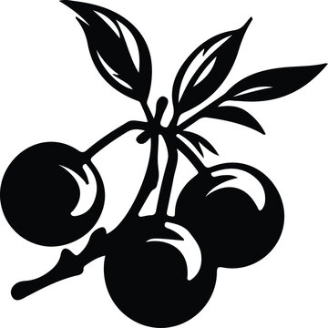 black cherries branch leaves clip art preview